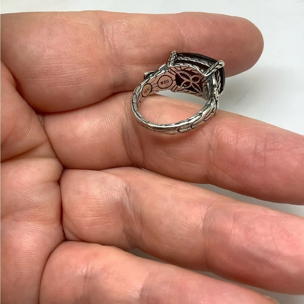 John Hardy sterling silver 18k Smoky Quartz Ring